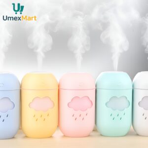 Cute Cloud Air Humidifier 400ml – USB Ultrasonic Cool Mist Maker | Silent Purifier & LED Night Light for Home, Car, or Office